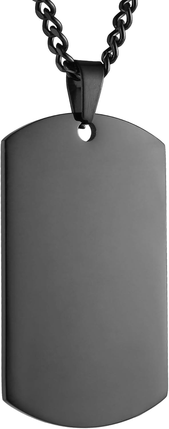 HZMAN Mens High Polishing Stainless Steel Dog Tag Pendant Necklace 22+2 Inch Link Chain