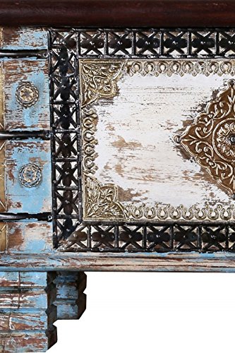 Orientalische Truhe Kiste aus Holz Cemile - 116cm | Vintage Sitzbank mit Aufbewahrung für den Flur | Aufbewahrungsbox… – Bild 5