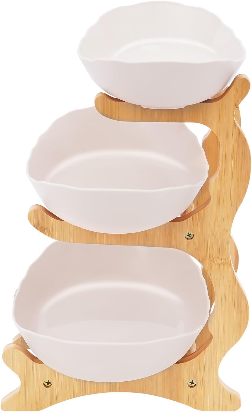 3 Tier Fruit Basket for Counter, Stackable Serving Stand for Fruits, Vegetables, Nuts, Cake & Desserts (Sturdy Collapsible Design, Perfect for Kitchen Countertop & Party Display)