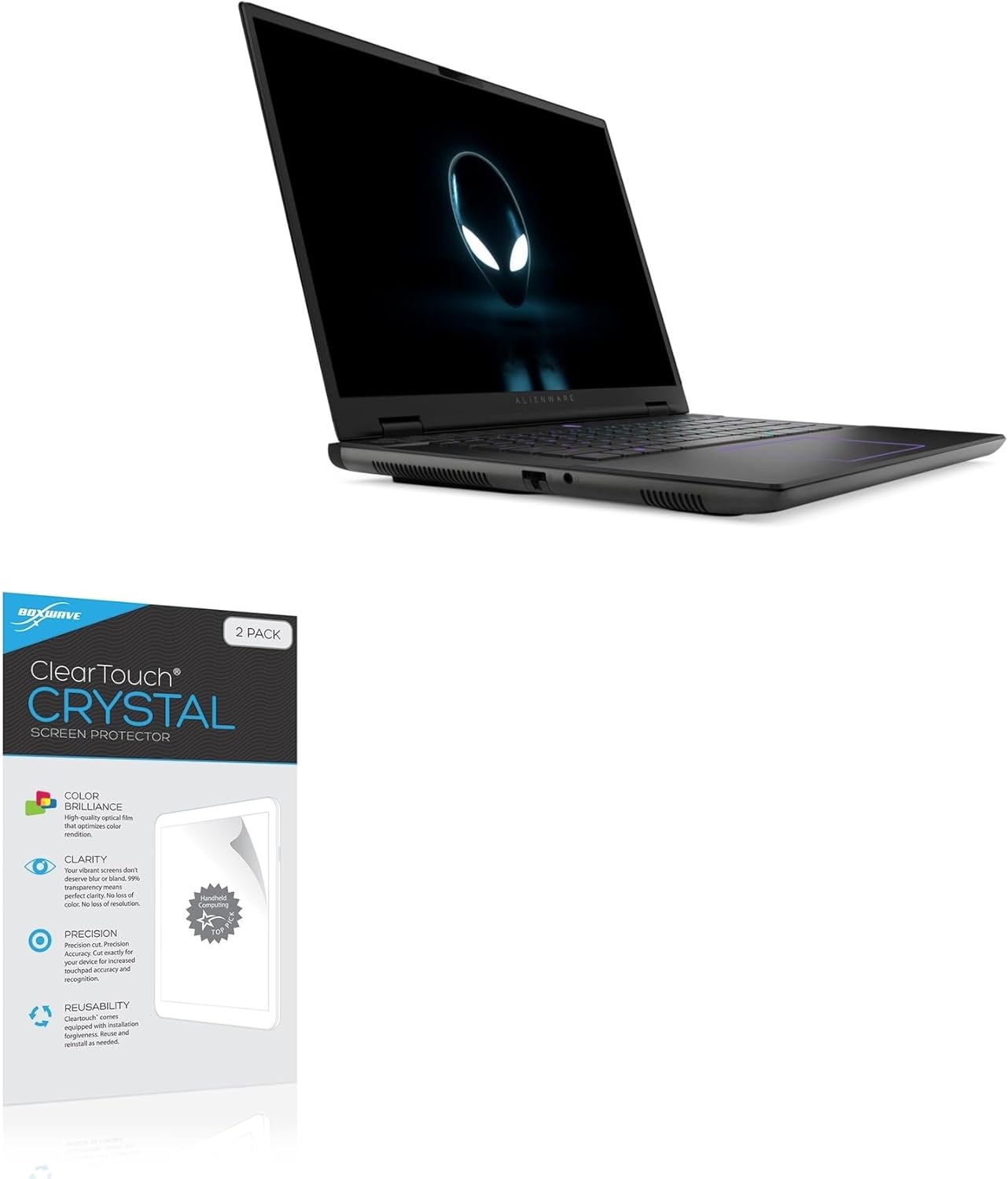 BoxWave Screen Protector Compatible with Alienware m16 R2 - ClearTouch Crystal (2-Pack), HD Film Skin - Shields from Scratches