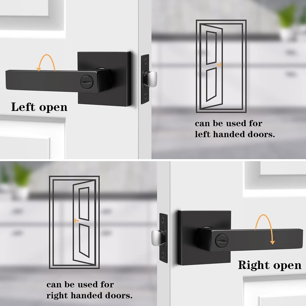 Gеt Sресіаl Prісе Probrico Heavy Duty Flat Black Square Privacy Interior Door Levers Bedroom and Bathroom Door Handles Keyless Bed/Bath Lockset (6 Pack)