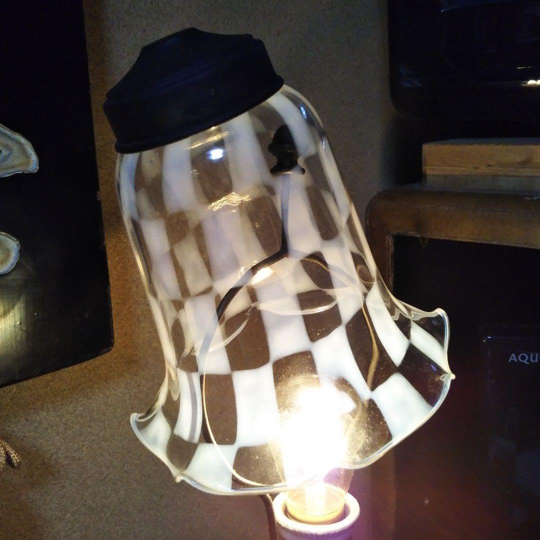 №照明館 大正ロマン 型吹き 腐蝕笠 激レア アンティーク ぎやまん