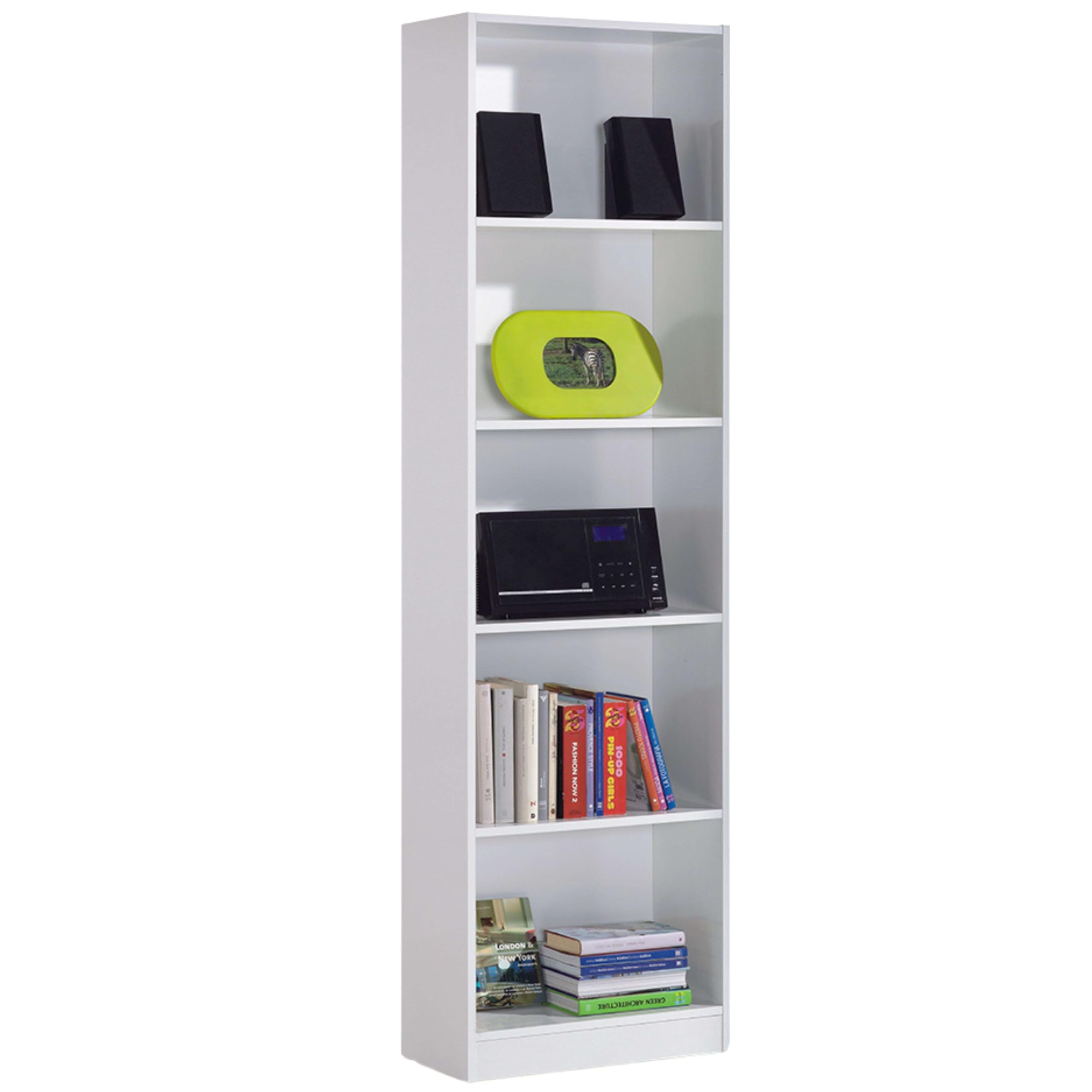 Habitdesign Arktik-Weiß Jugendregal – Vertikales Bücherregal Mit 5 Offenen Regalböden In Artik Weiß, Ideal Für Kinderzimmer, Jugendzimmer Oder Büro, Maße: 52 X 180 X 25 Cm (B X H X T), Modell I-Joy