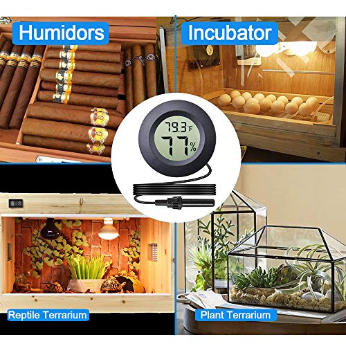 Veanic 2-Pack Mini Digital Round Hygrometer Thermometer Gauge With Probe Indoor Outdoor Lcd Display Temperature Humidity Meter For Incubator Reptile Plant Terrarium Humidor Guitar Case #TOP4