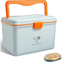 Medicine Box With Latch Lock,Box For Medication with Pill Case To Store Medicine And Pill,12.63 * 9.88 * 9.05 inches,Blue