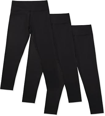 Lucky & Me | Amira Girls Leggings | Tagless | Full Length, Wide Waistband | 3-Pack