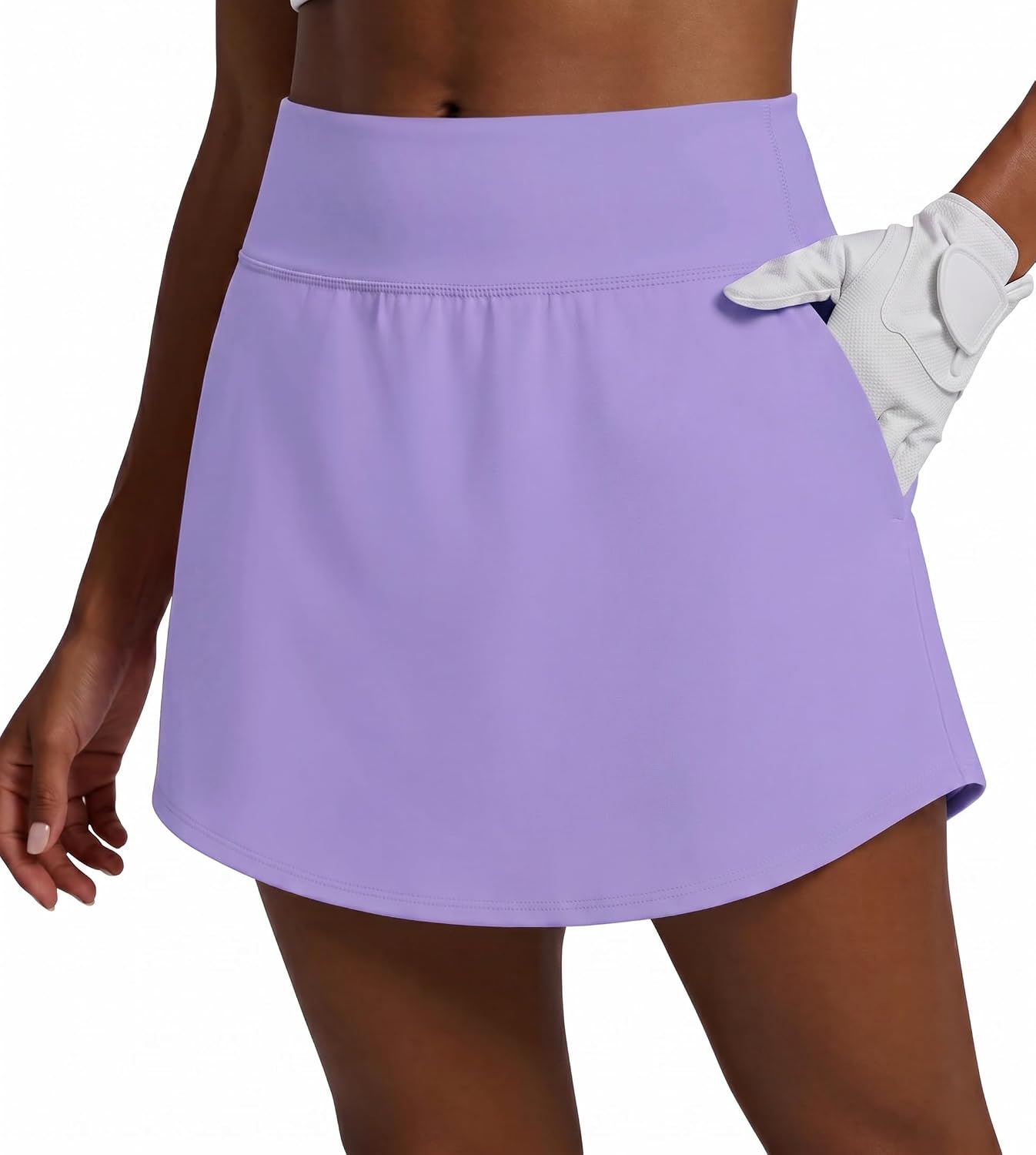 PINSPARK 16" Golf Skirts for Women High Waisted Tennis Skirt with 4 Pockets Curved Hem Athletic Skort for Pickleball Casual