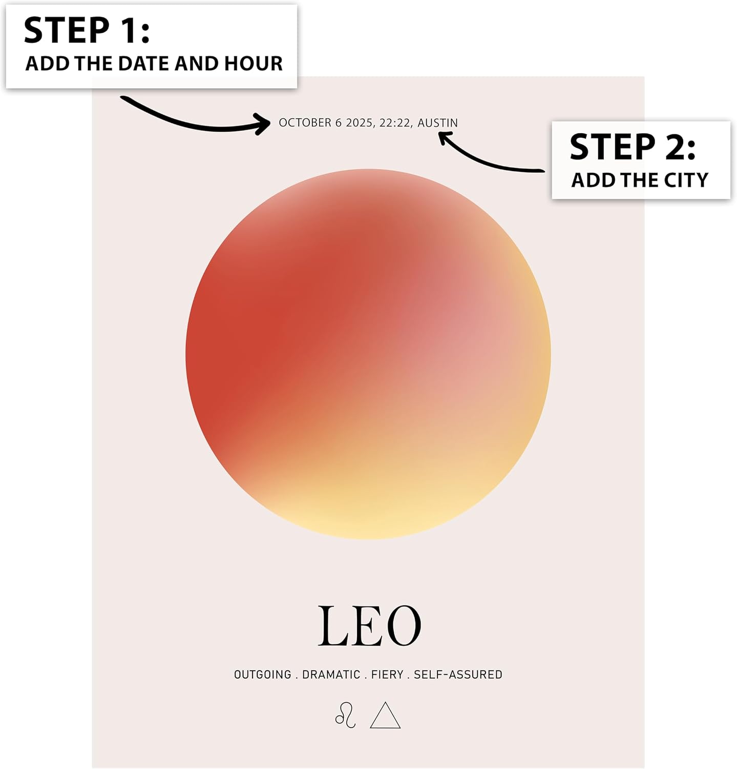 Poster Master Personalized Leo Print, Customized Zodiac Aura Poster and Canvas, Star Sign Art, Gift for Family, Loved Ones, Friends, Available in 8x10 to 30x40