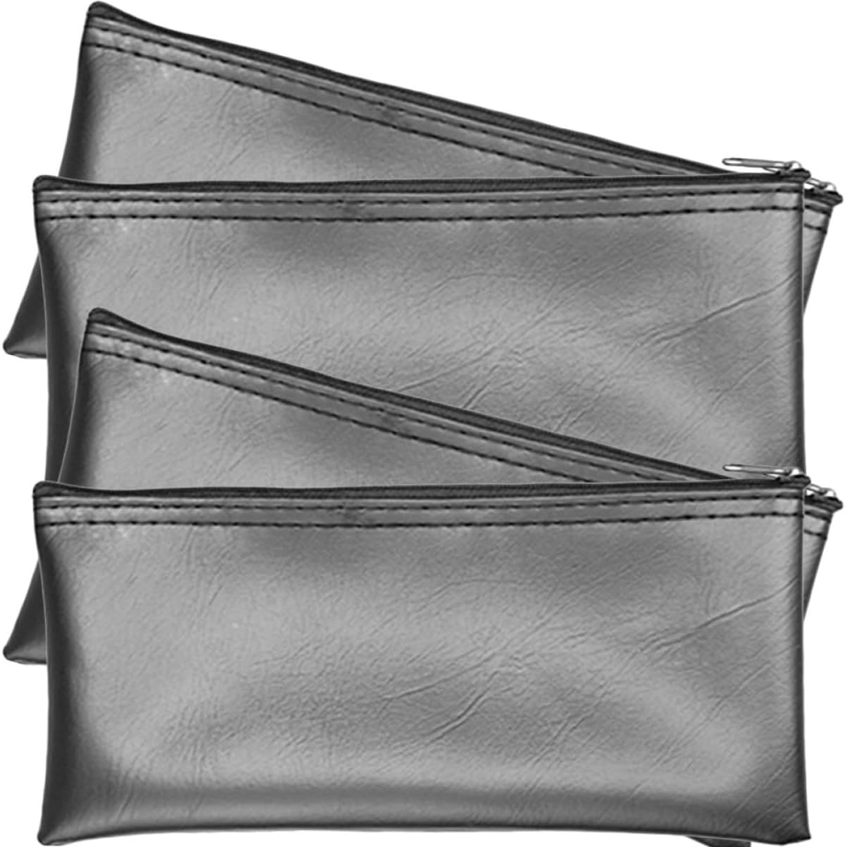 MAGICLULU Black PU Microphone Carrying Bag 4pcs Zipper Dust Storage Holder