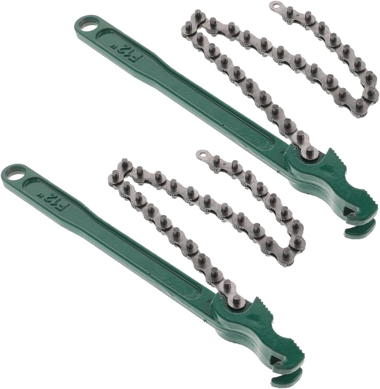 Heavy Duty Chain Wrench Oil Filter Belt Wrench 12-inch 2pcs Set Adjustable Removal Tool for Automotive Repair and Plumbing