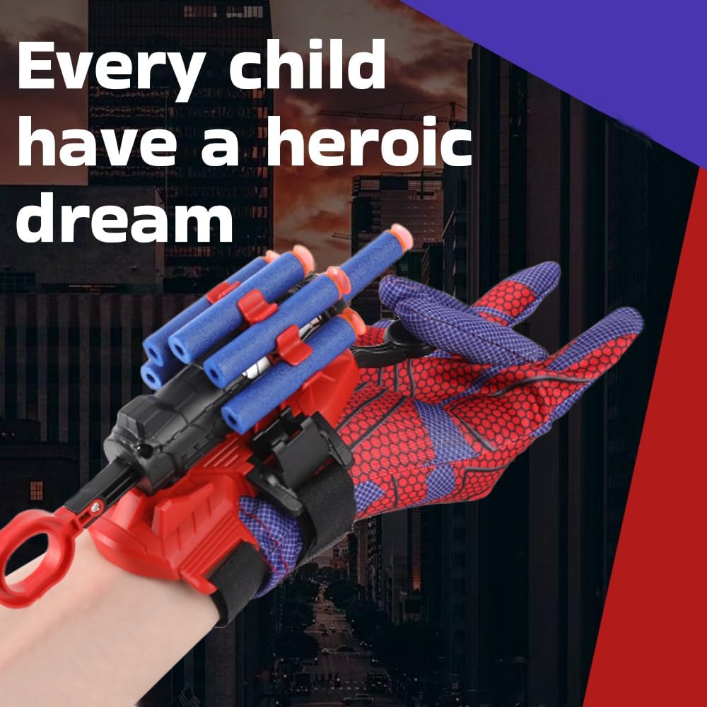 Web Shooter + Cape + Felt Mask Toys for Boys, Bracelet Wrist Launcher, Children Boy Party Toy, Cosplay Costumes Birthday Gift for Kids 4 5 6 7 8 9 10 Years Old