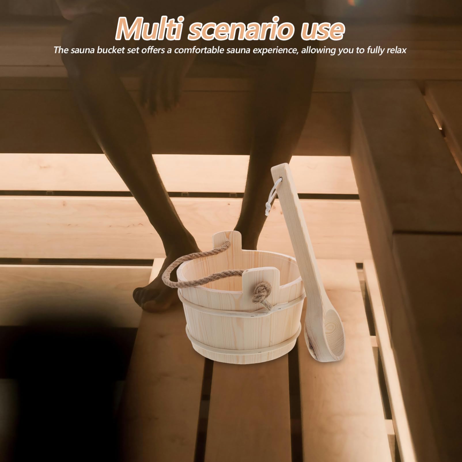 PRETYZOOM Holz Saunakübel Mit Schöpfkelle Für Dampfsauna Fußbad Wasserzubehör Set Für Spa Zimmer Und Badesalz Einweichen Versorgung