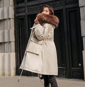 Amazon.co.jp: フード付き防水ダウンコート-パーカーレディースロング