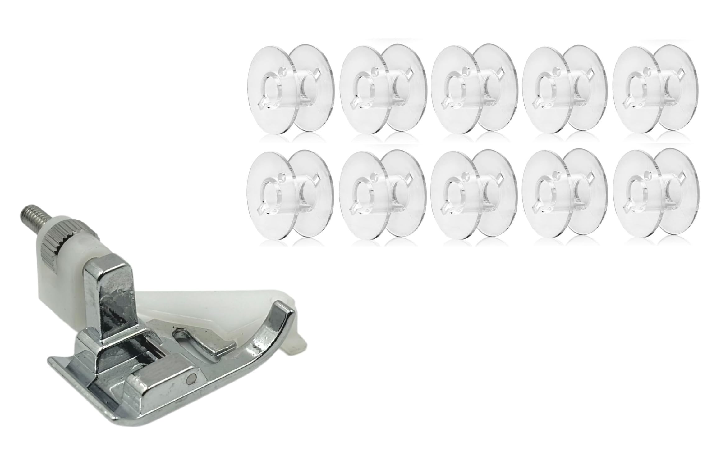 Zenith 1pc Twin Needle & 5 Groove Pressure Foot for All Domestic Automatic Sewing Machine Like Usha janome Singer, Embroidery Machines. White Steel (5 Groove + 1 Twin Needle) — Amazon image 5
