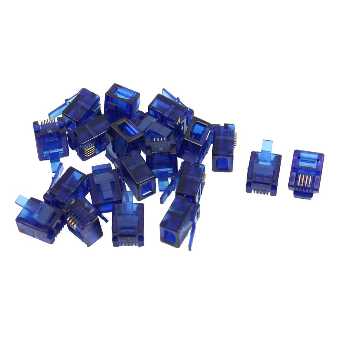 ZHuidjo 20 Pcs 6P4C RJ11 4 Pins Modular Network Cable Connector Blue (SN: f19 44f fdd 950 064)