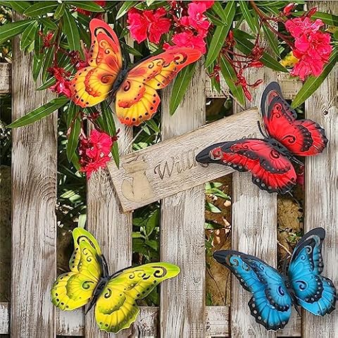 Yungeln Metal Butterfly Wall Decor 3D Butterflies Wall Art Hanging Sculpture Metal Butterfly Outdoor Wall Art Decor for Patio,Fence, Garden,Yard,Outdoor Decor Handmade Housewarming Gift Cover