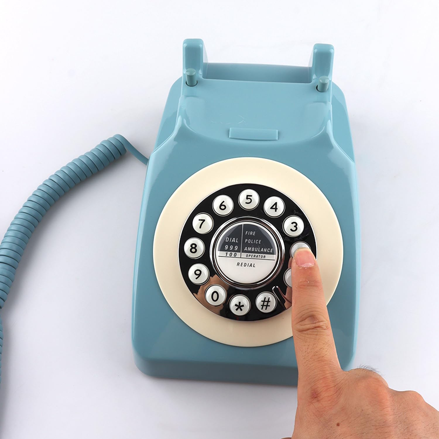 Retro Telephone, Classic Landline Telephone Vintage Old Fashioned Corded Telephone with Redial Function,for Home & Office Decor, Blue