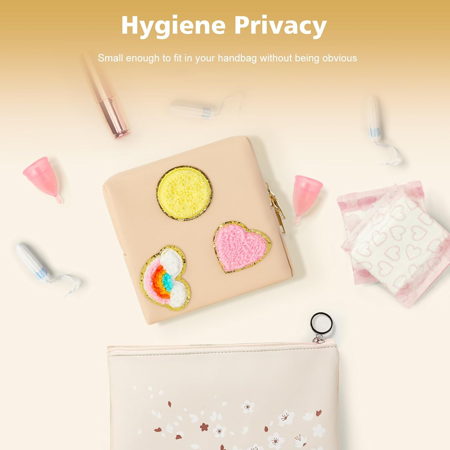 airogym Period Bag for Women, Sanitary Napkin Storage Bag, Functional PU Leather Sanitary Pad Bags for Panty Liners, Tampons, Menstrual Cup Pouches, Sanitary Pads Organizer