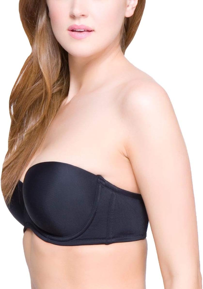 QT Women's Seamless Molded Cup 5 Way Convertible Bra, 1103, Black, 36DD