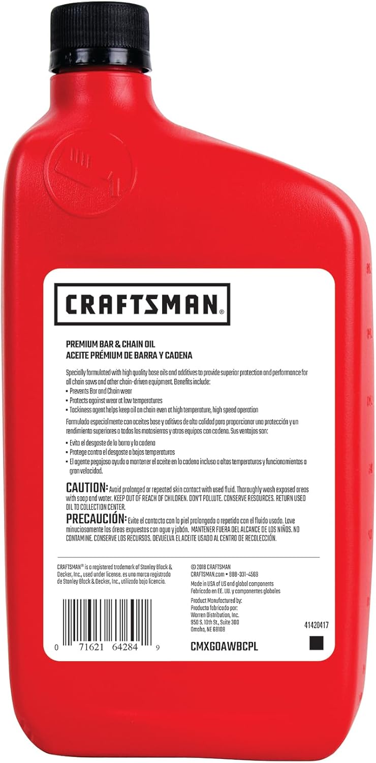 CRAFTSMAN CMXG0AWBCPL Premium Bar & Chain Oil - 1 Quart - Image 2