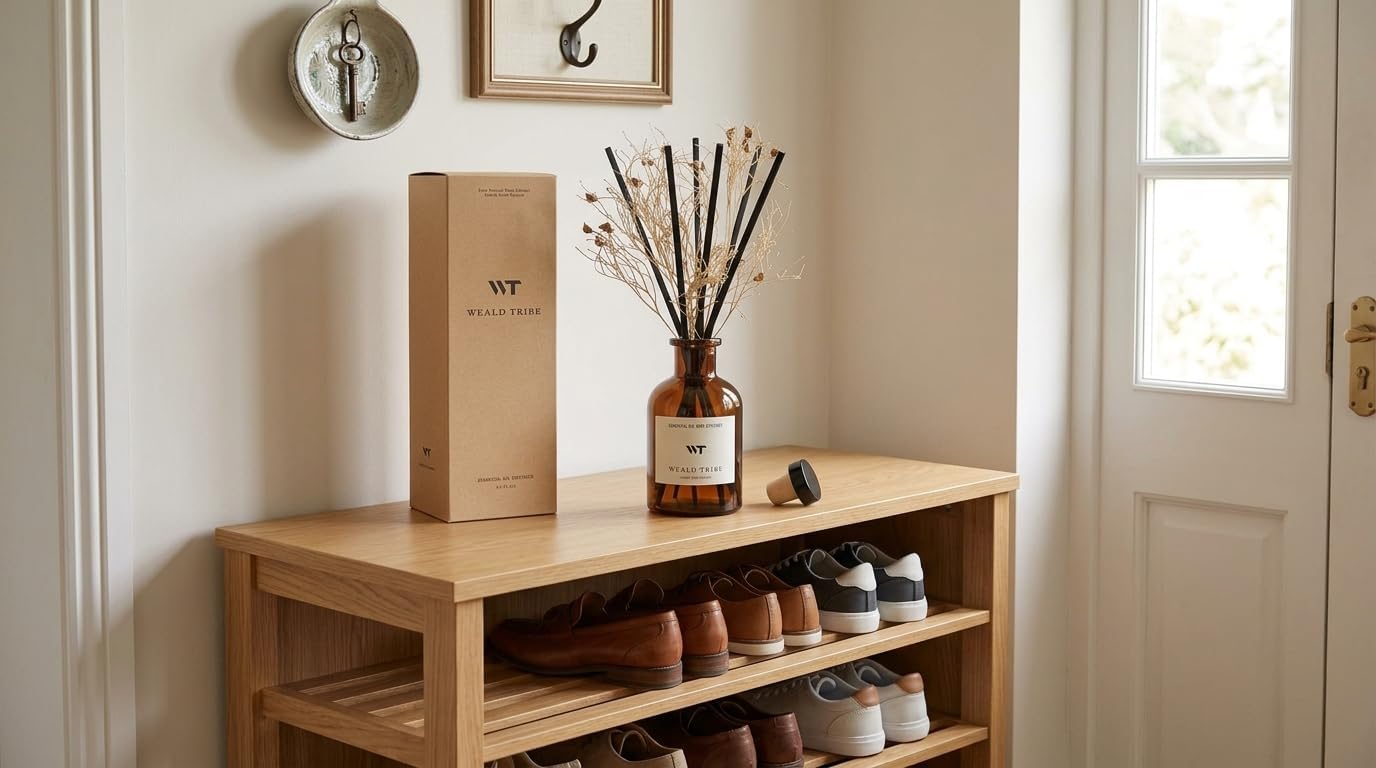 WEALD TRIBE Flower Reed Diffuser Set Clean White Linen Scent for Bathroom Air Fresheners | 4.0 fl oz Essential Oils with Sticks Home Fragrance Defusers | House Bedroom Office Shelf Decor & Gift