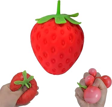 Cute Strawberry Squishy, Fun Strawberry Stress Ball for Adults, Soft Slow Rise Pressure Relief Fruit Squeeze Ball