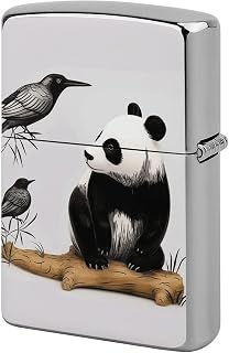 Bird Cedar Panda Lighter Case Portable Metal Lighter Cover | Vintage Lighter Protective Sleeve Holder Unique Decorative Cigarette Lighter Cover for Men Women Home Travel Everyday Carry