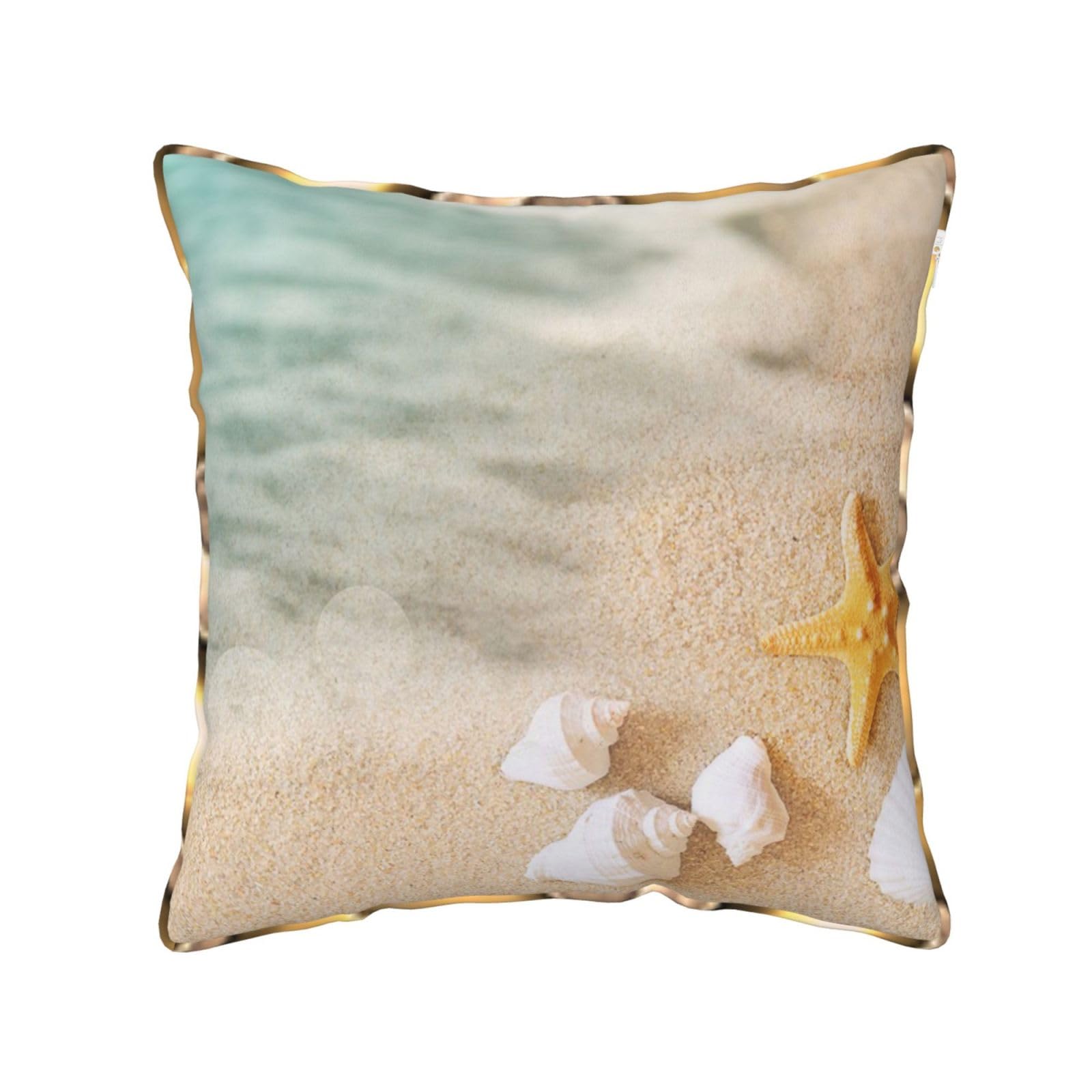 FZGGWYHL Beach Shell Starfish printed Velvet Throw Pillow Cover Pillowcase