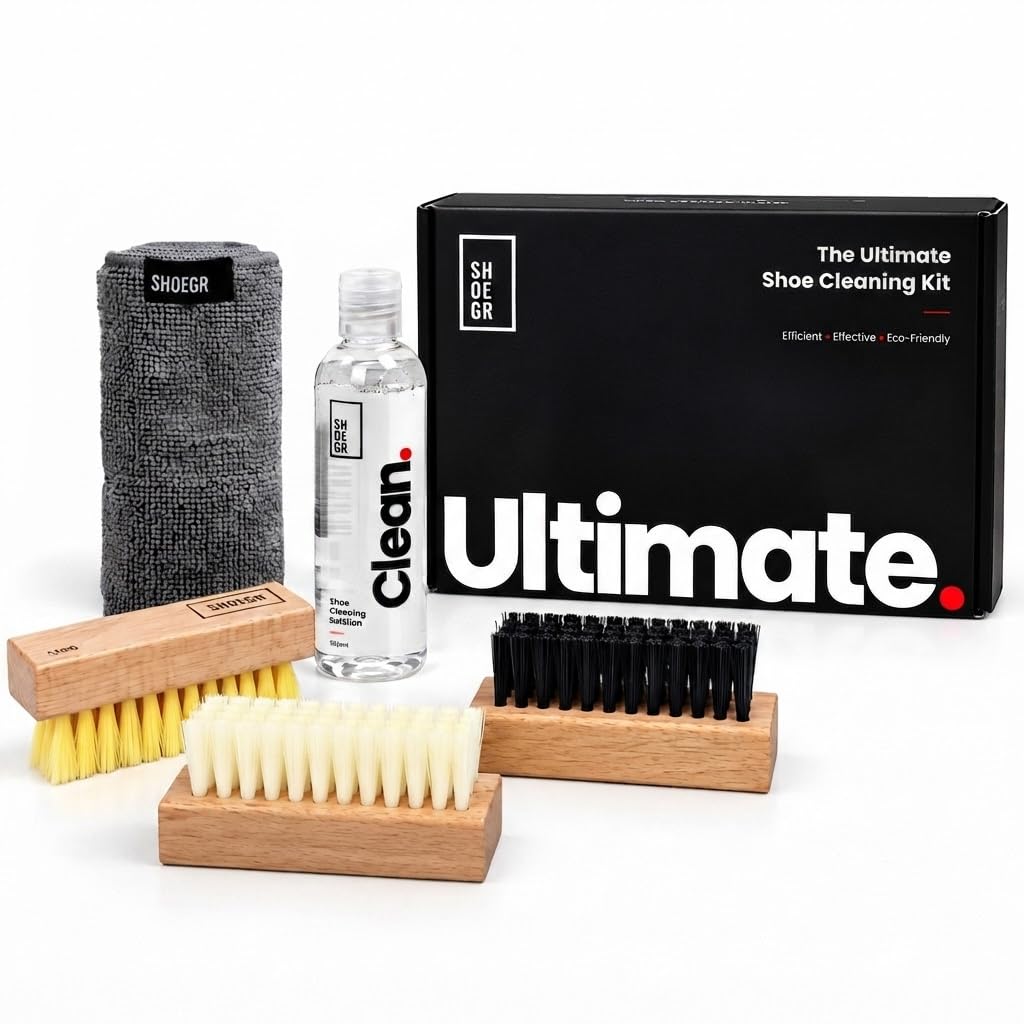 SHOEGR Sneaker Cleaner Kit | Ultimate Kit for Sneakers, Suede, Nubuck, Canvas, Knit & Trainers | Shoe Cleaning Kit with Premium Shoe Cleaning Solution, Deep Clean Shoe Brush & Microfiber Towel