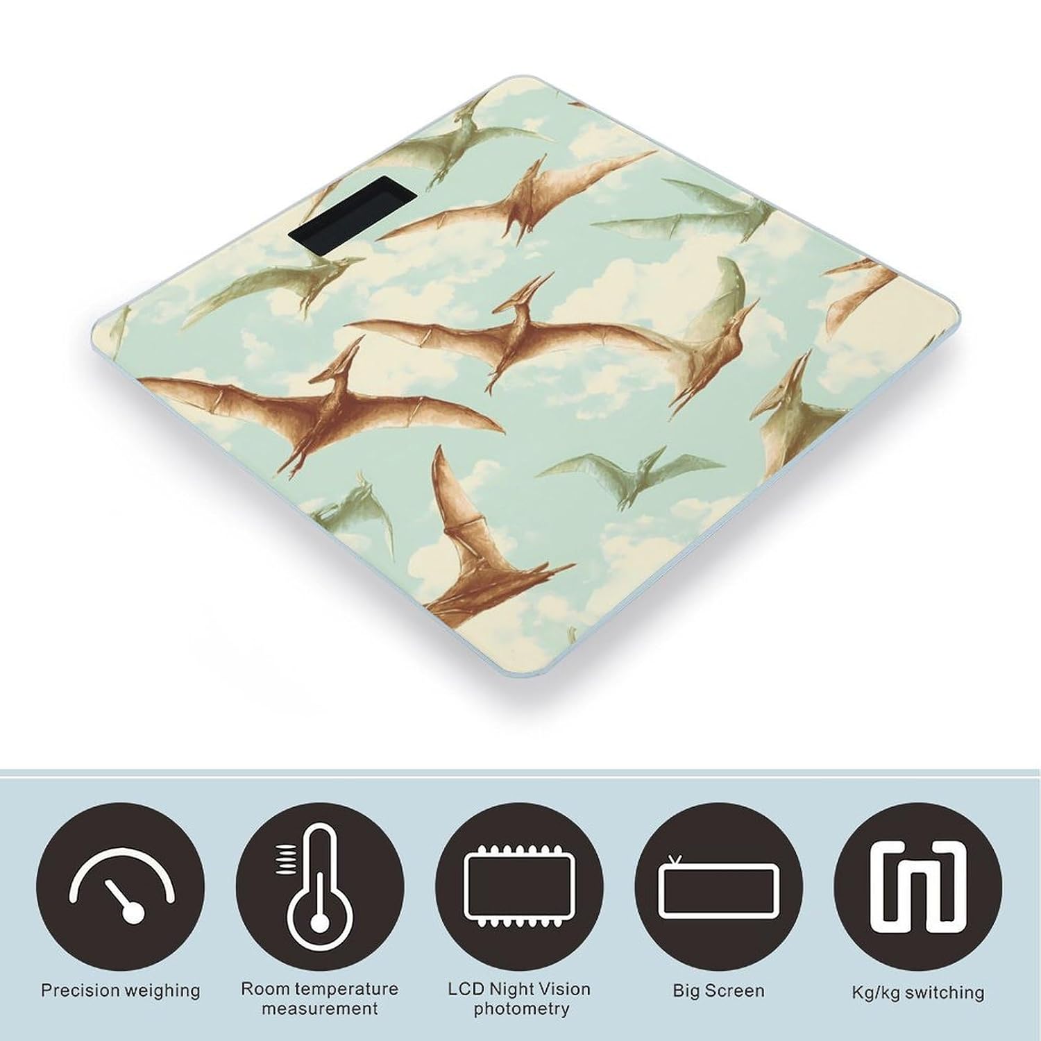 Pterodactyls Flying Dinosaur Digital Body Weight Scale LCD Backlight Display for Bathroom Gym