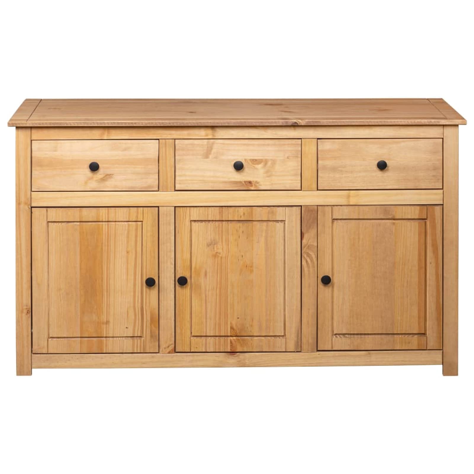 Aparador de Madera Maciza de Pino Estilo Panamá 135x40x80 cm Armario de Almacenaje, Aparador Auxiliar Mueble de Almacenaje de Salón Buffet Moderno