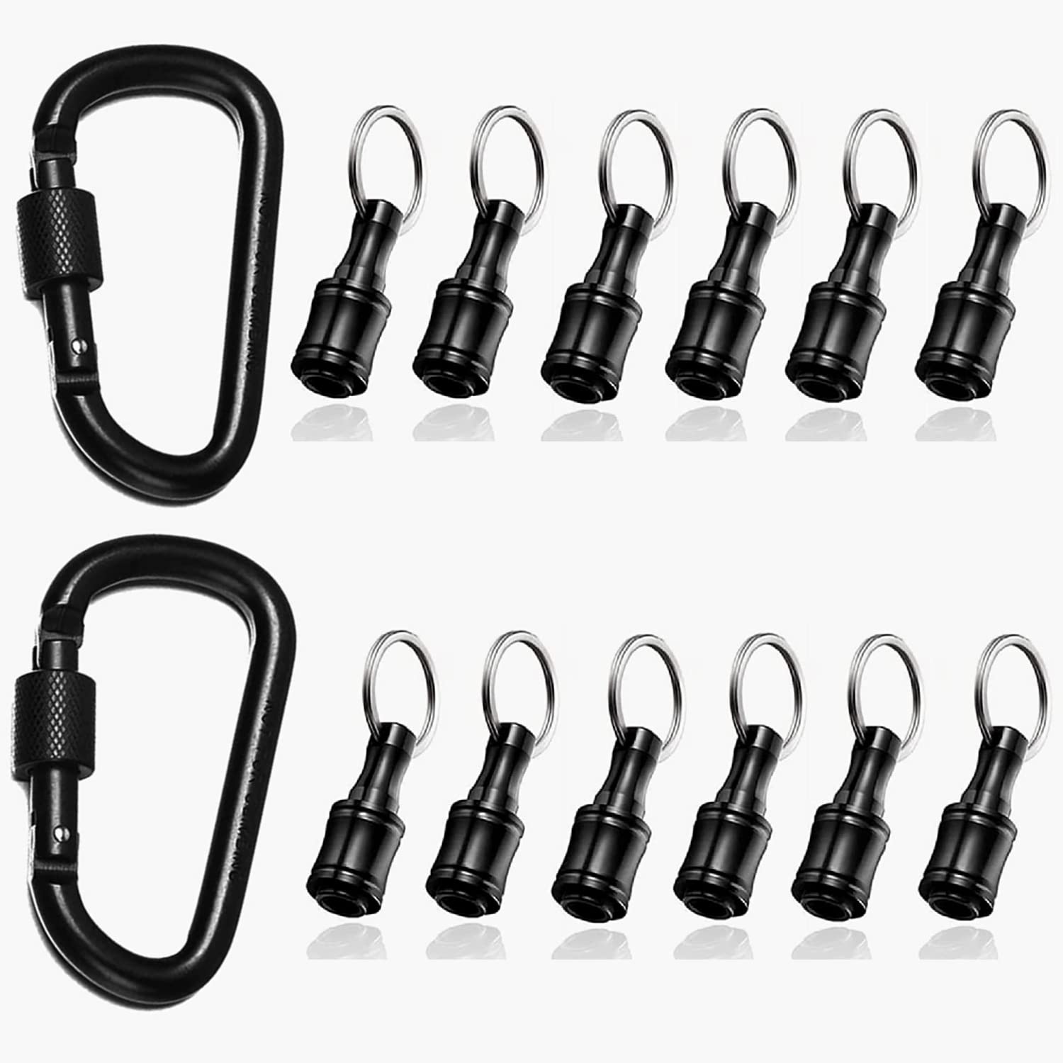 Bit Holder 1/4 inch Hex Shank Screwdriver Bits Holder Extension Bar Keychain Screw Adapter Drill Change Hand-held Screwdrivers Drill Bits Holder Portable (2Set-Black)