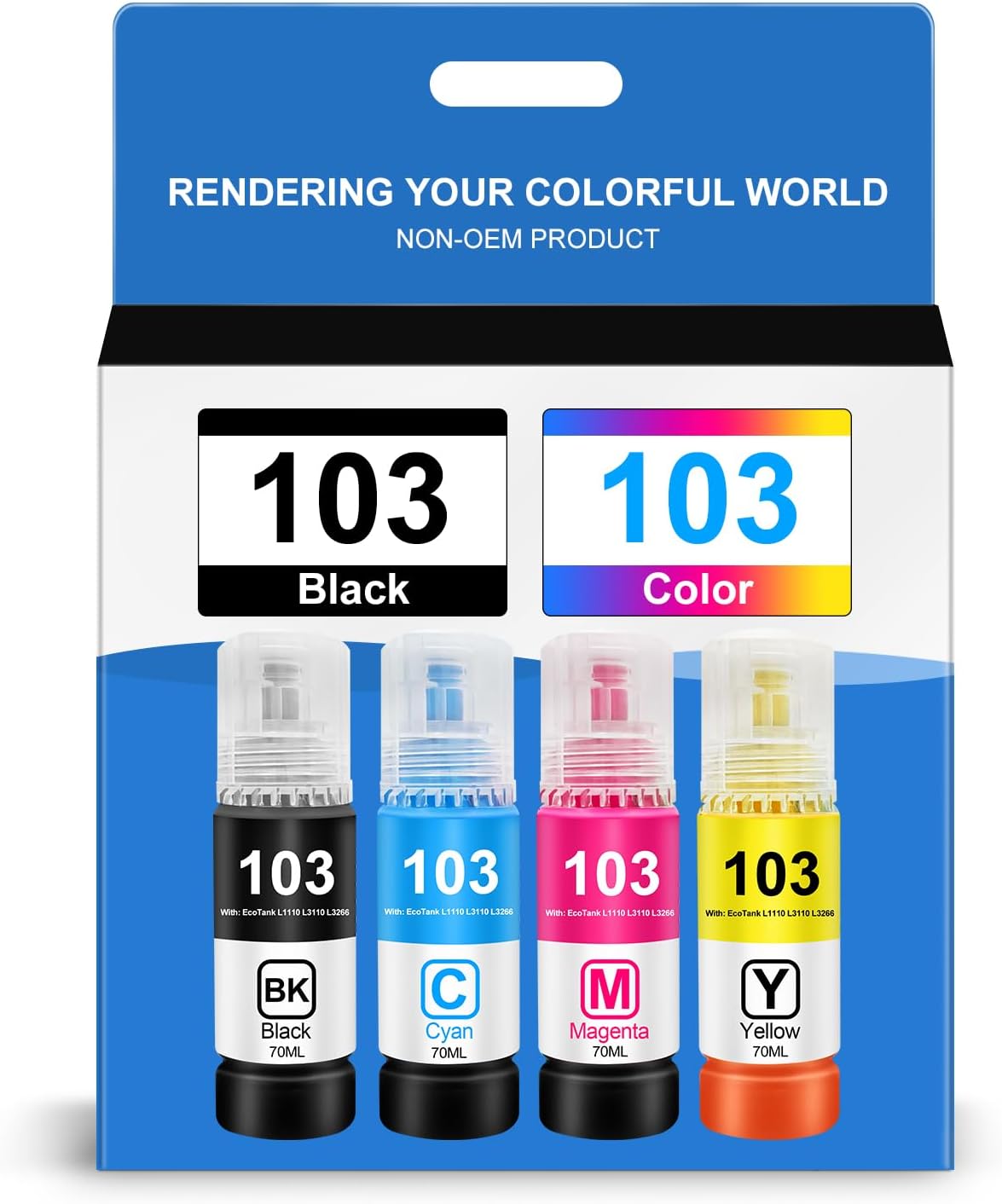 Multipack Color Card 103 Ink EcoTank 4-colour Multipack, Black, Magenta, Cyan, Yellow, Large ...