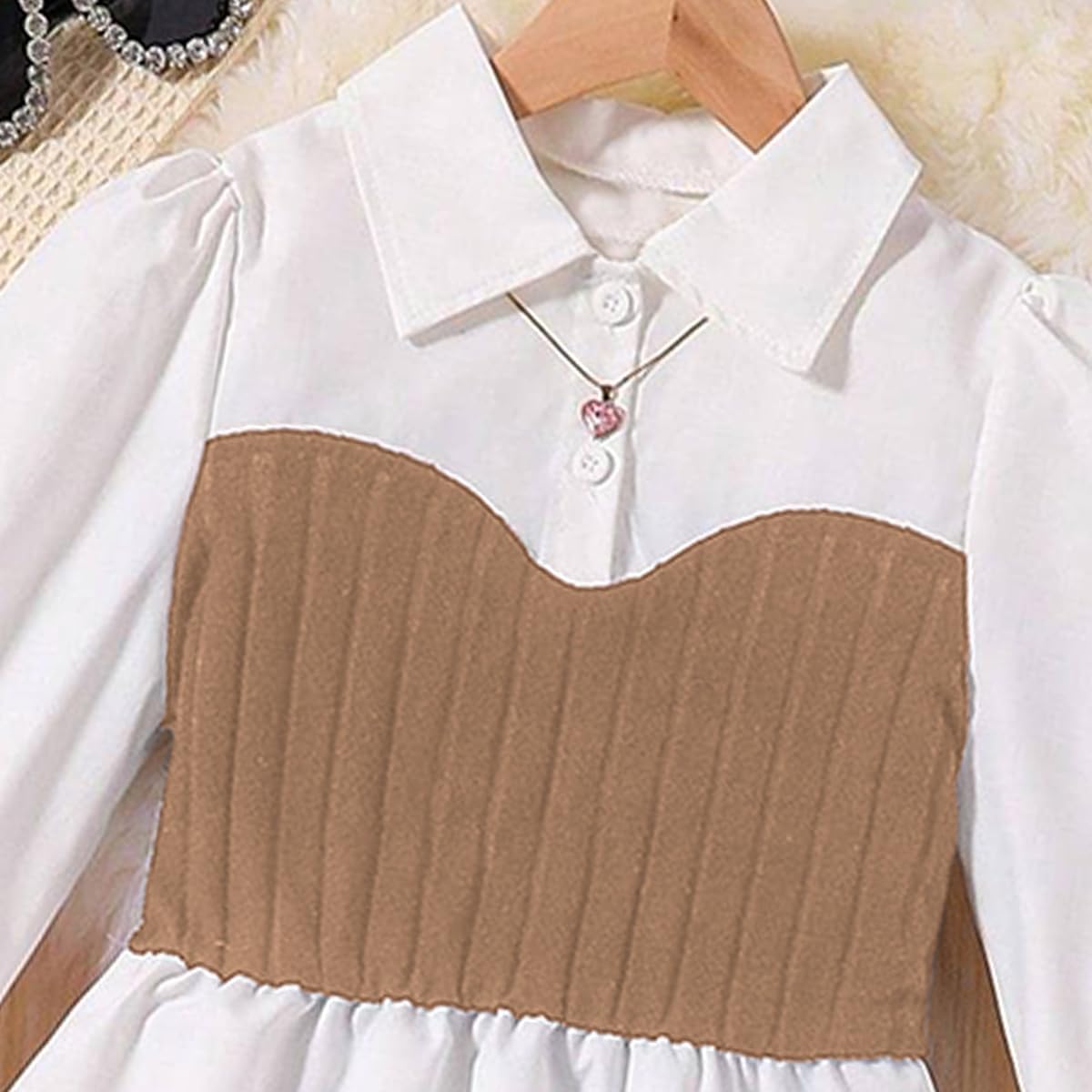 Girls Latern Long Sleeve T Shirts Causal Peter Pan Collar Tunic Blouse and High Waisted Flared Pants Fall Outfits Set