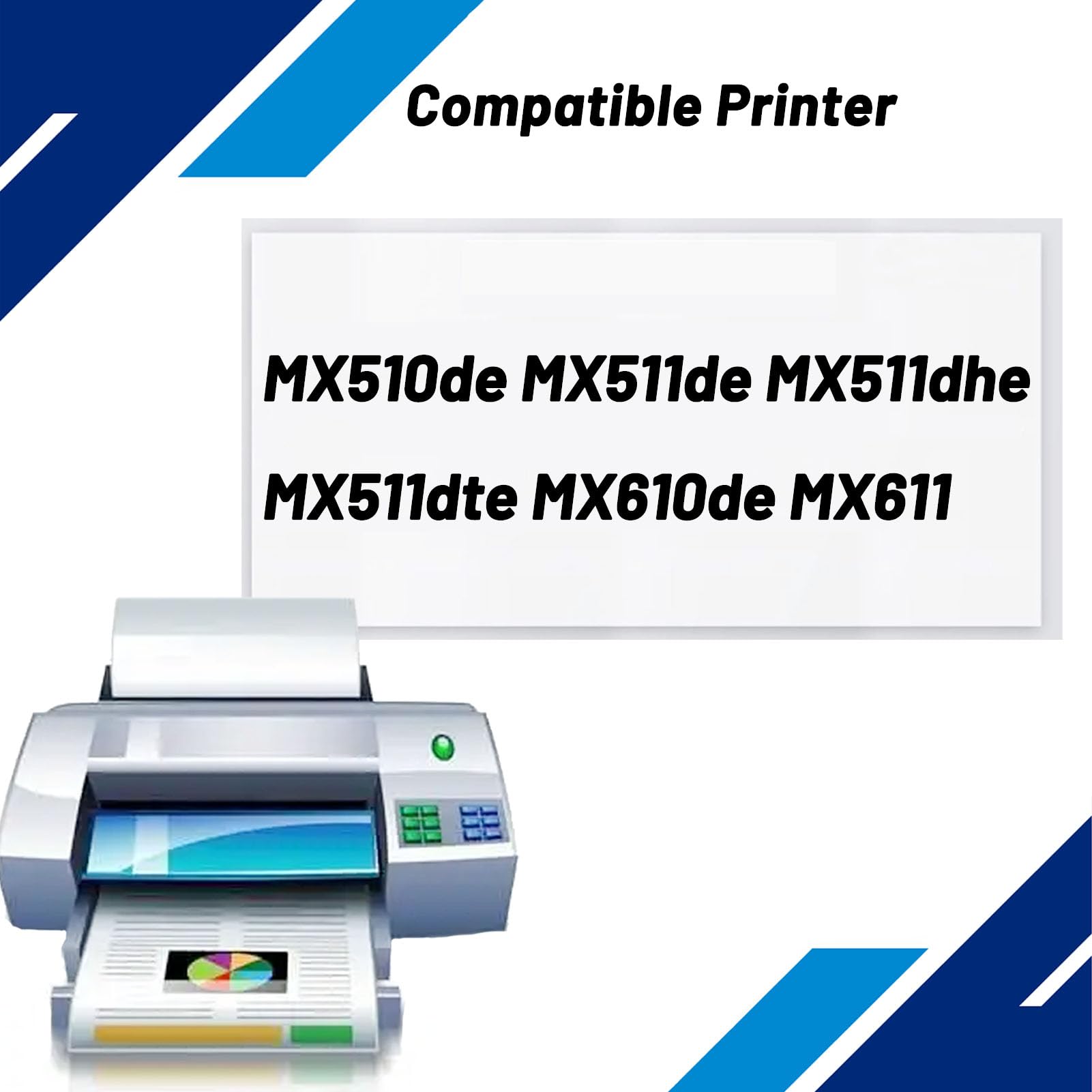 Cartuccia di toner nera compatibile 60F1X00 601X per Lexmark MX510de, MX511de, MX511dhe, MX511dte, MX610de, MX611 ad alto rendimento con 20.000 pagine di colori vivaci 2 Combo Pack