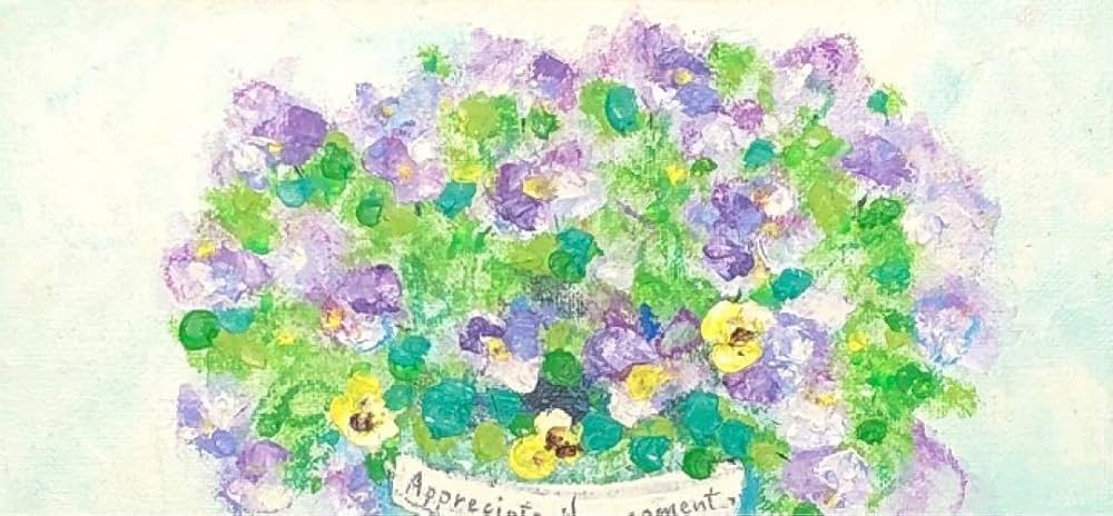 絵画】ボタニカルアート「パンジー」原画