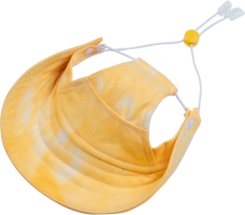 Chapéu de beisebol para cães e gatos MIANHUATANG com abertura para orelhas, aba ajustável, Amarelo, X-Small