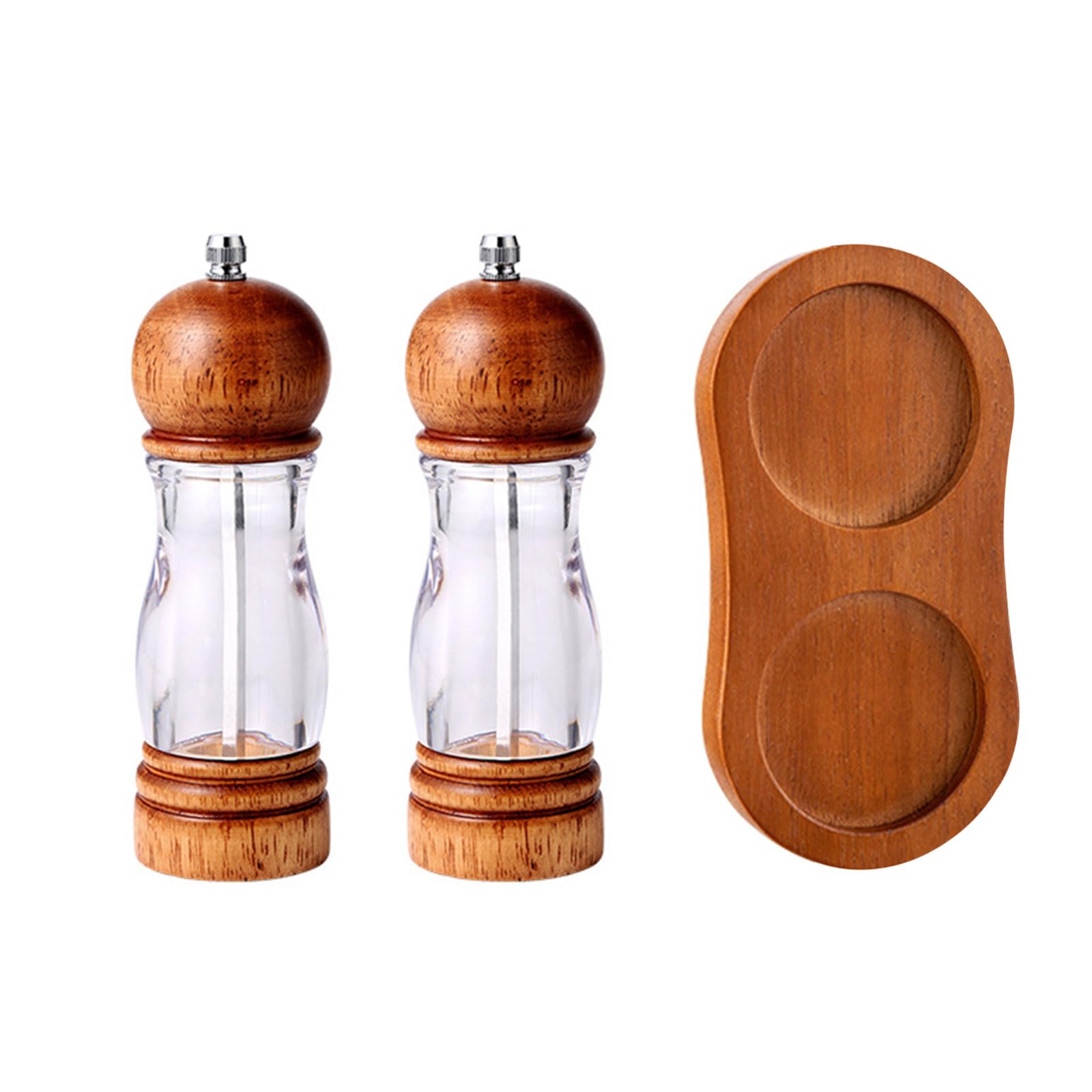 TFAOYS Wood Salts and Peppers Grinder Set Adjustable Coarseness Spices Refillable Manual Salts for Kitchen Wood Peppers Mill for Kitchen