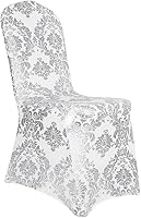 Vista 12 de Juego de 1 fundas decorativas para sillas de comedor, con estampado de flores doradas, extraíbles, lavables, de elastano, para fiestas, bodas