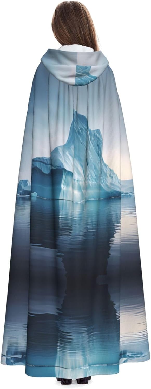 icebergs Patterned hooded cape, robe Cosplay costume for men and women, Halloween adult role play costume