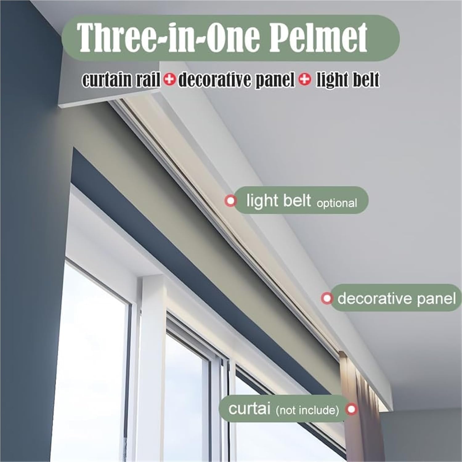 Metal Curtain Track Custom Curtain Box Single Curtain Track Cornice Boards and Cornice Valances Suitable for Bedroom Office Living Room Custom Size(197in)
