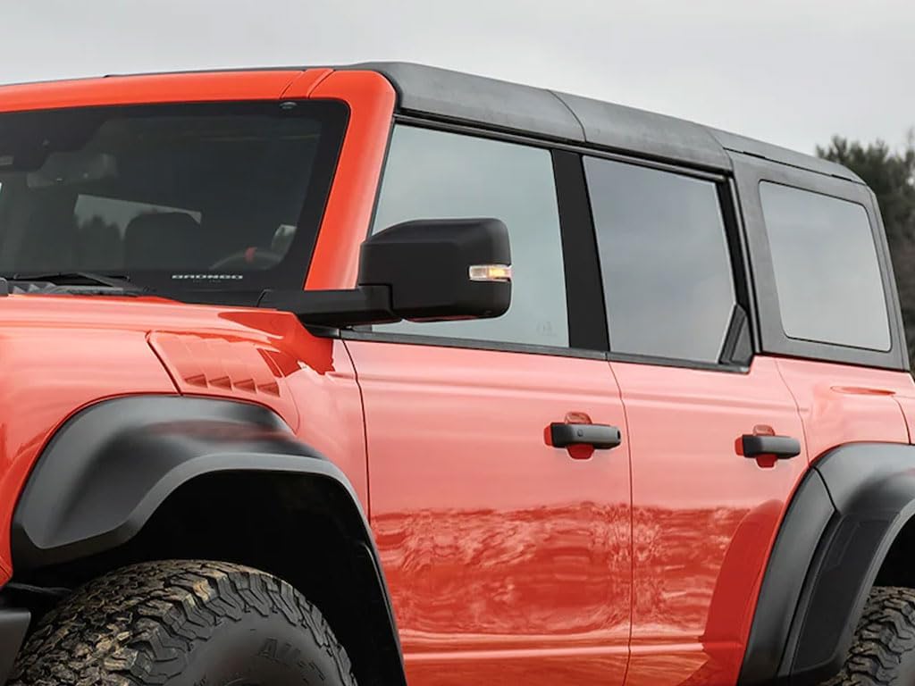 Rvinyl Pillar Post Pre Cut Window Trim Kits in Gloss Black Compatible with Ford Bronco 2021-2024 4 Door - Adhesive Backs