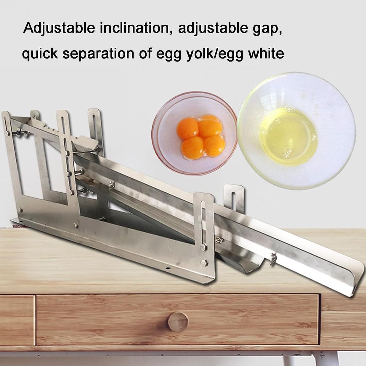 Eiertrenner für Henne und Enteneier, 500-800 Stück/H, Edelstahl Eigelb Weiß Separator, Einstellbare Höhe für Küche