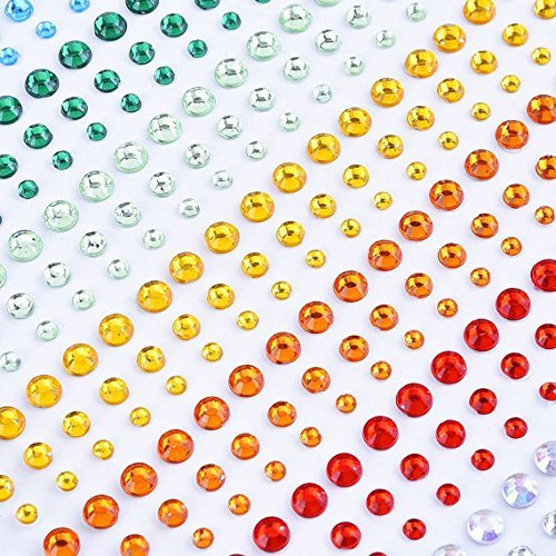 Rhinestone Stickers Set, Assorted Size Multicolored Bling Gems Clings For Scrapbooking Embellishments Diy Crafts Supply #TOP30