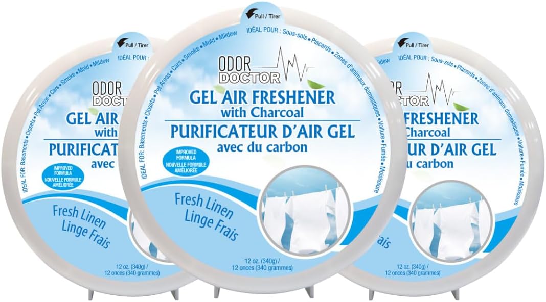 Odor Doctor Gel Air Freshener - Fresh Linen - 340g - Pack of 3