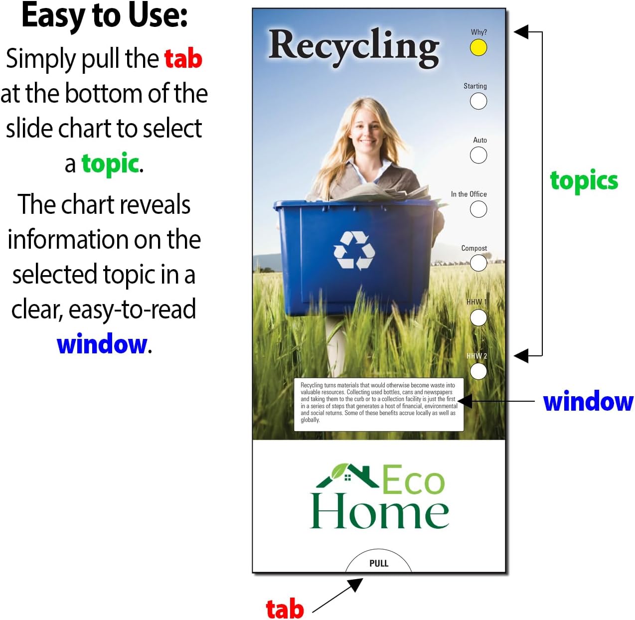 ZOCO – Recycling Slide Charts – Pack of 250 – Custom Logo & Text – Reduce Reuse Recycle Guide Handouts for Earth Day Events, Schools & Community Programs – 3.75 x 8.5 Inches
