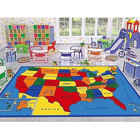 Champion Rugs Kids/Baby Room/Daycare/Classroom/Playroom USA United States Map Educational Area Rug Carpet for Kids and Children School and Classroom (5 Feet X 7 Feet) Cover