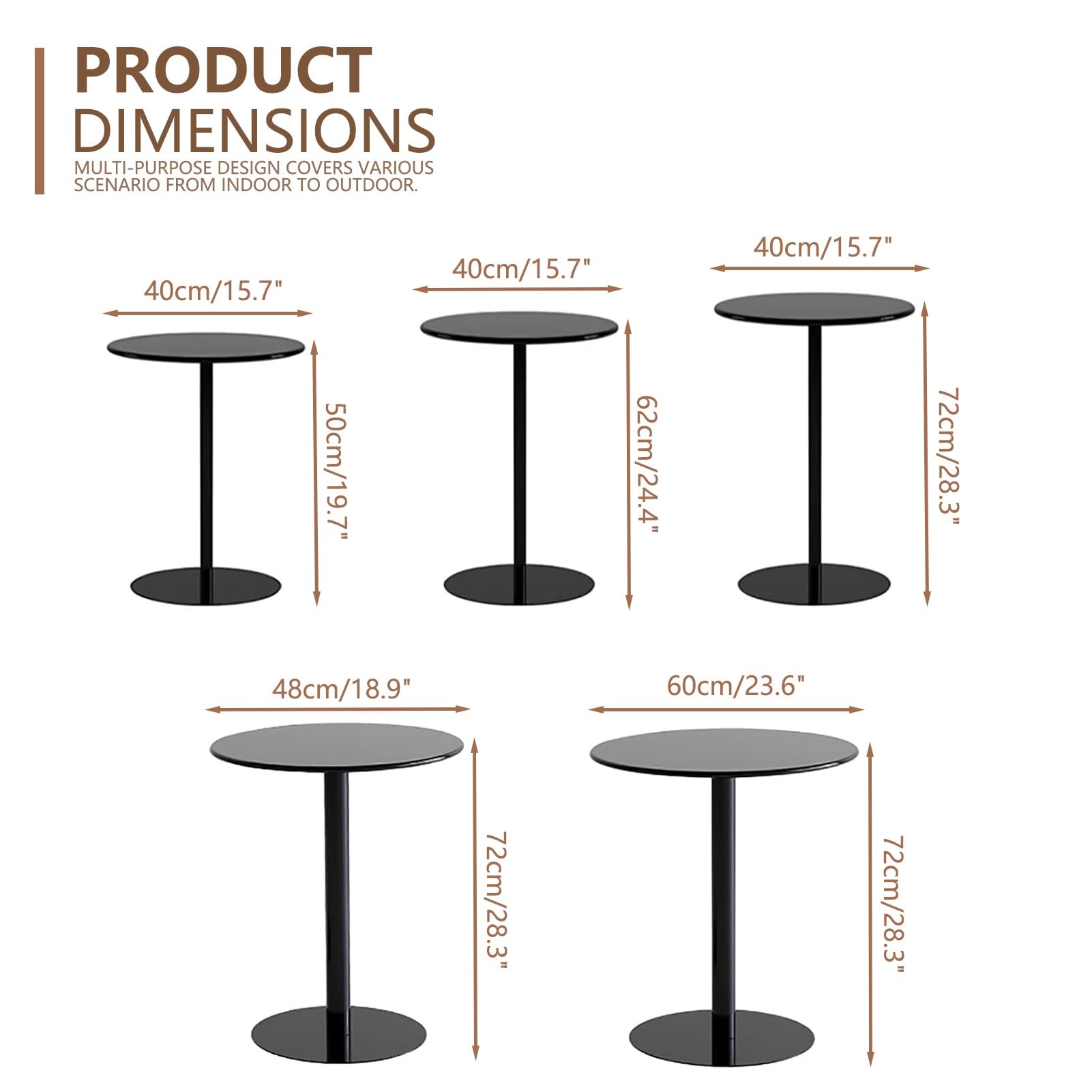 Tavolo da Bistrot Marrone Chiaro 50 cm in MDF