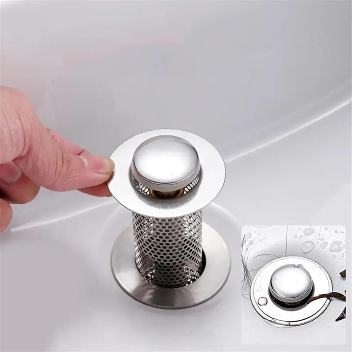 Drain Stopper Bounce Core Basin Drain Filter Valve Hair Catcher Shower Sink Strainer Bath Stopper Bathroom Drain Cover(Long)