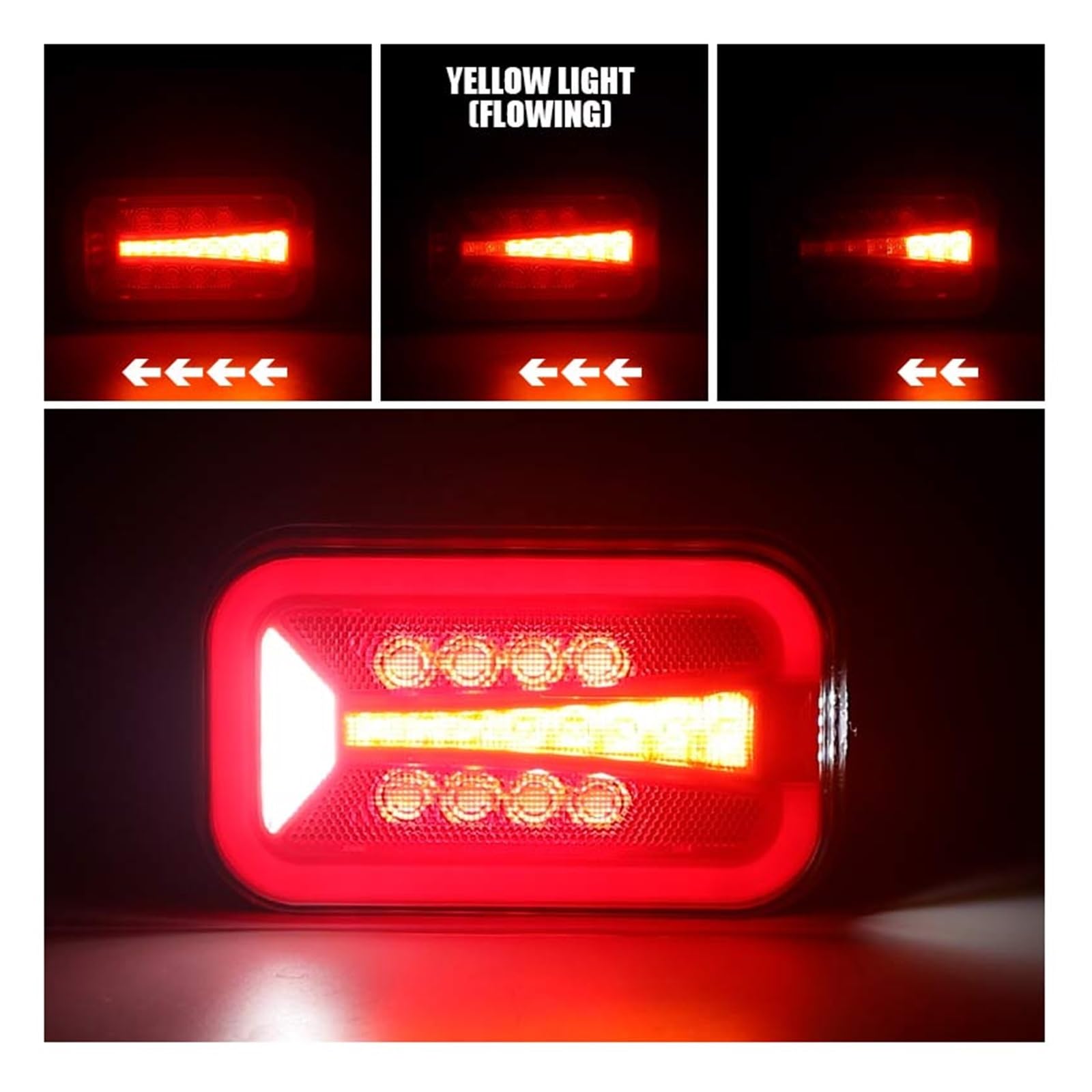 Piloto Trasero Para Camión Remolque Furgoneta 12V 24V Rojo Blanco Combinación Luces Traseras LED Lámpara Señal Giro 6,5 Pulgadas Parada Freno